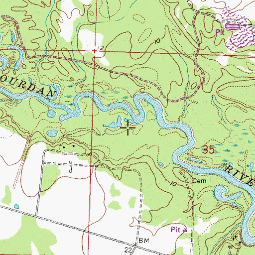 Topographic Map of Hancock County, MS