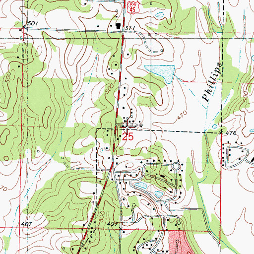 Topographic Map of Supervisor District 1, MS