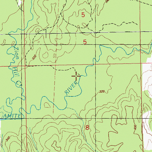 Topographic Map of Supervisor District 1, MS