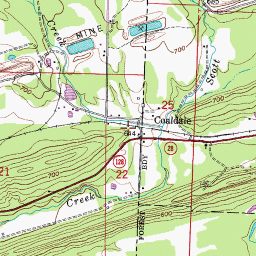 Topographic Map of Coaldale, AR