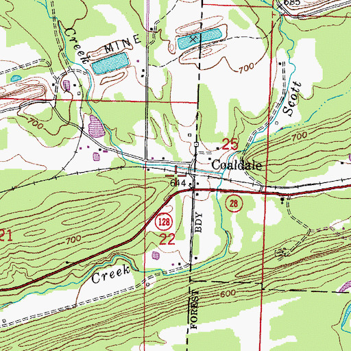 Topographic Map of Coaldale, AR