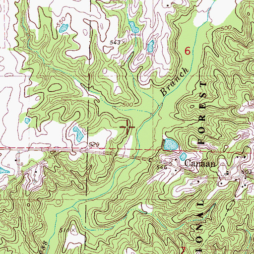 Topographic Map of Supervisor District 1, MS