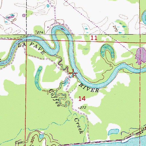 Topographic Map of Coffee Creek, AR