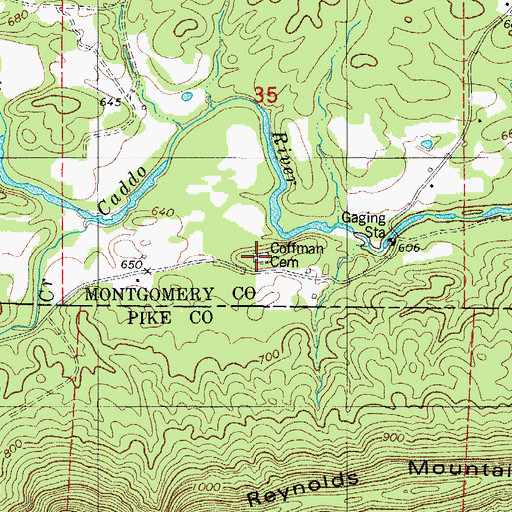 Topographic Map of Coffman Cemetery, AR
