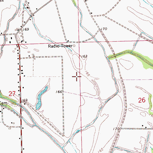 Topographic Map of Supervisor District 2, MS