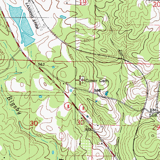 Topographic Map of Coker Cemetery, AR