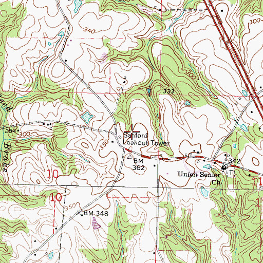 Topographic Map of Supervisor District 2, MS