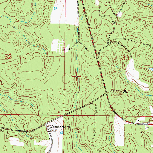 Topographic Map of Supervisor District 1, MS