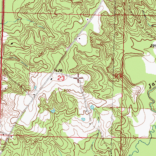 Topographic Map of Supervisor District 1, MS