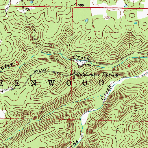 Topographic Map of Coldwater Spring, AR