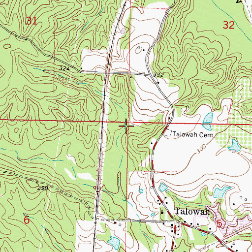 Topographic Map of Supervisor District 2, MS