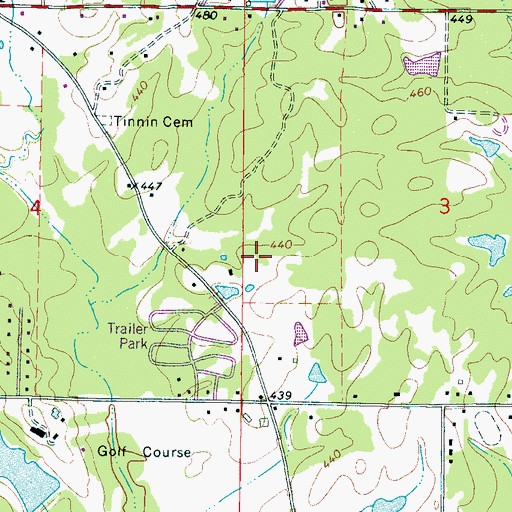 Topographic Map of Supervisor District 1, MS