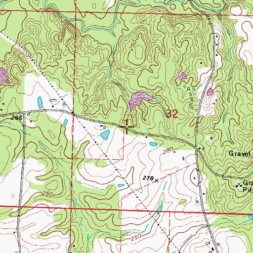 Topographic Map of Supervisor District 2, MS