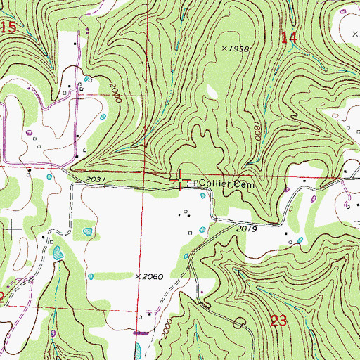 Topographic Map of Collier Cemetery, AR