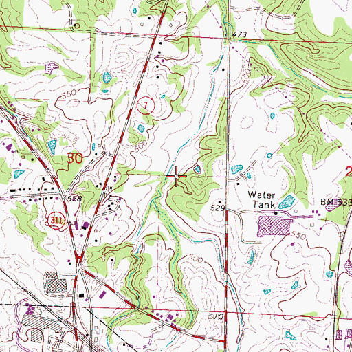 Topographic Map of Supervisor District 1, MS