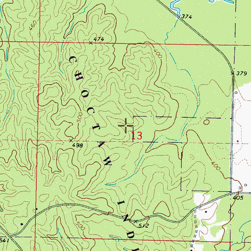 Topographic Map of Supervisor District 1, MS