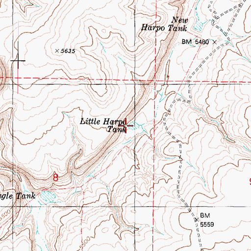 Topographic Map of Little Harpo Tank, AZ