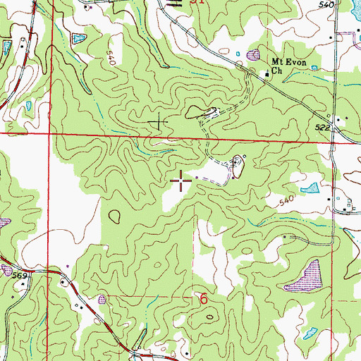 Topographic Map of Supervisor District 4, MS