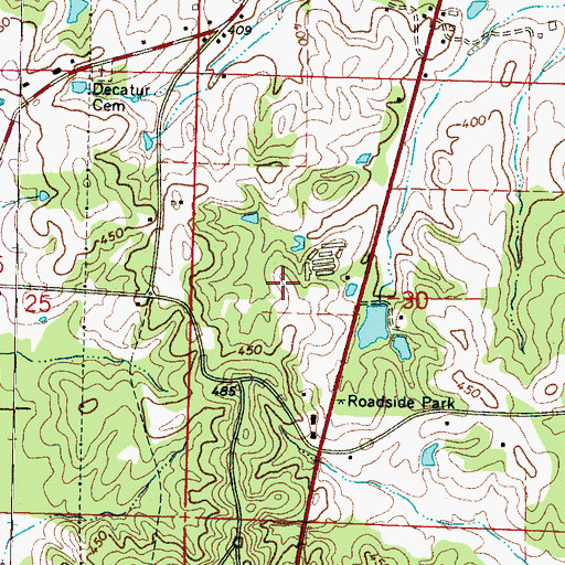 Topographic Map of Supervisor District 1, MS