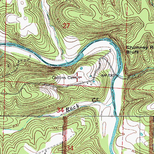 Topographic Map of Collins Cemetery, AR