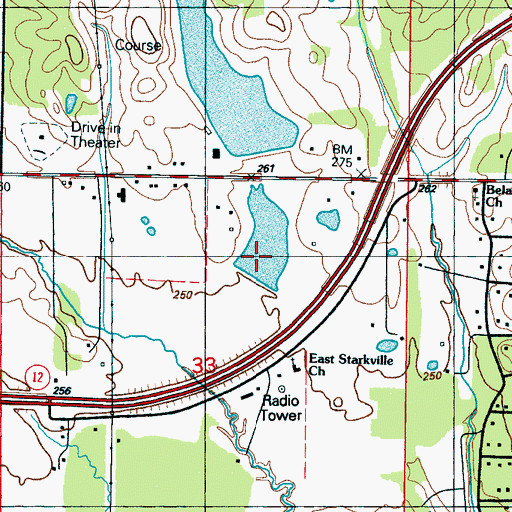 Topographic Map of Supervisor District 2, MS