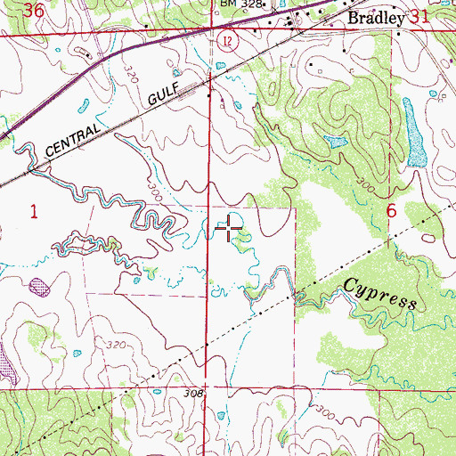 Topographic Map of Supervisor District 4, MS