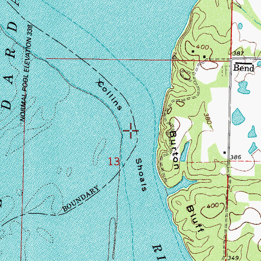 Topographic Map of Collins Shoals, AR