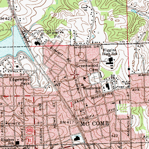 Topographic Map of Supervisor District 1, MS