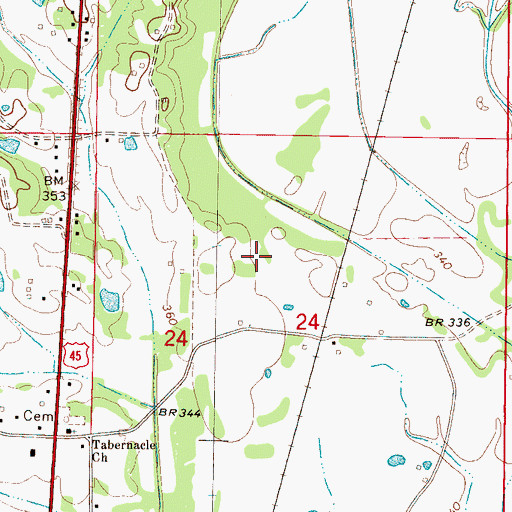 Topographic Map of Supervisor District 3, MS