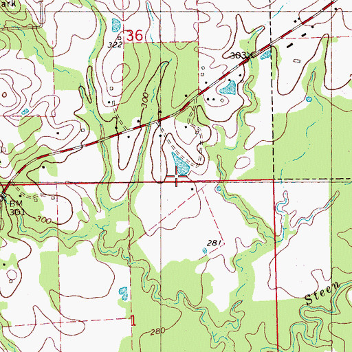 Topographic Map of Supervisor District 1, MS