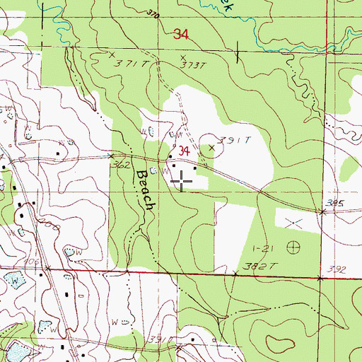 Topographic Map of Supervisor District 4, MS