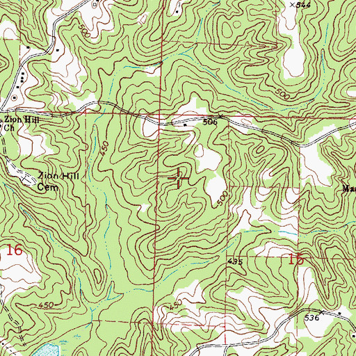 Topographic Map of Supervisor District 1, MS