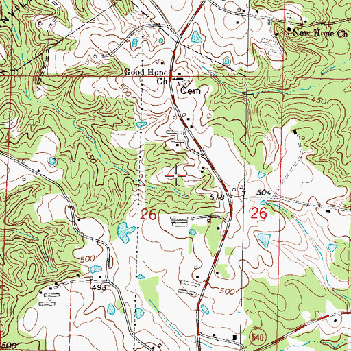 Topographic Map of Supervisor District 3, MS