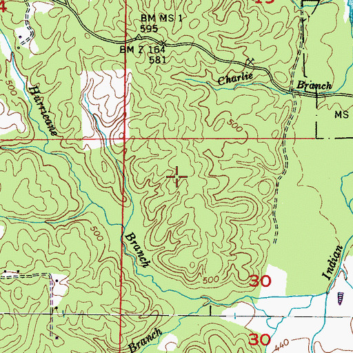 Topographic Map of Supervisor District 1, MS