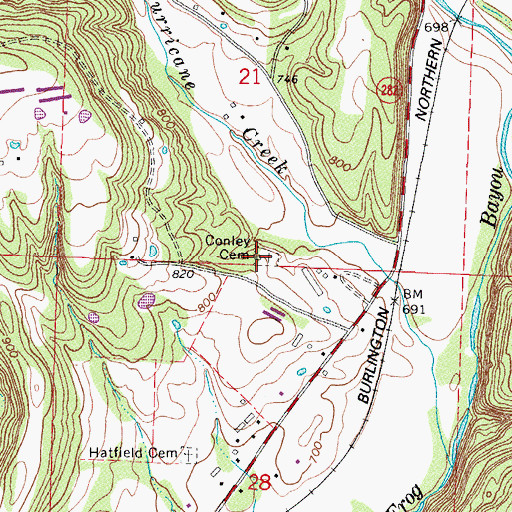 Topographic Map of Conley Cemetery, AR