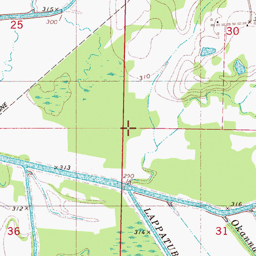 Topographic Map of Supervisor District 2, MS
