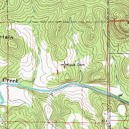 Topographic Map of Cook Cemetery, AR