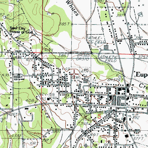 Topographic Map of Eupora Cemetery, MS