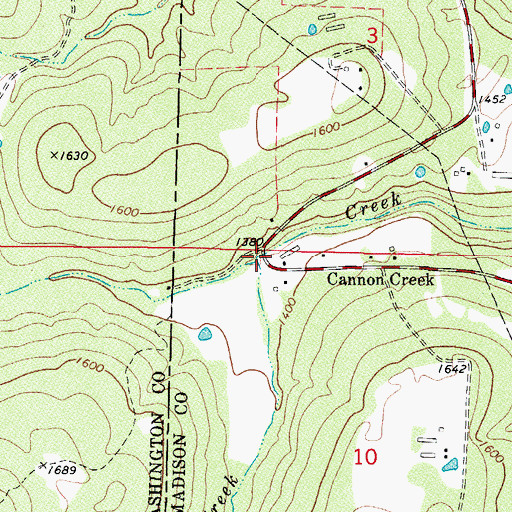 Topographic Map of Coon Creek, AR