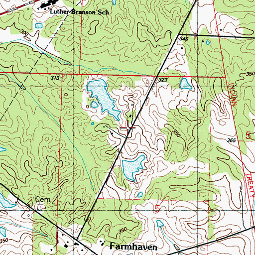Topographic Map of Doaks Stand Post Office (historical), MS