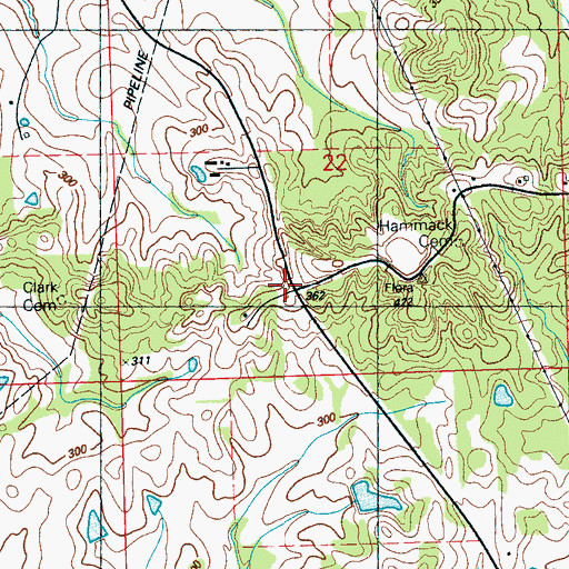 Topographic Map of Mount Olympus Post Office (historical), MS