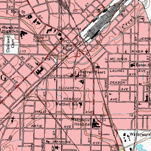 Topographic Map of Sacred Heart Catholic Church, MS