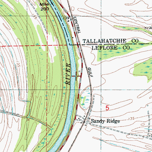 Topographic Map of Hazard Landing (historical), MS
