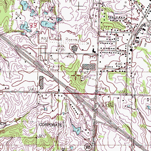 Topographic Map of Olive Branch Post Office, MS