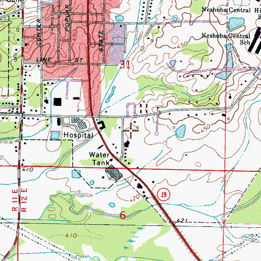 Topographic Map of Philadelphia Post Office, MS