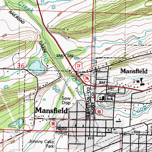 Topographic Map of Coop Creek, AR