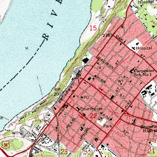 Topographic Map of Natchez Post Office, MS