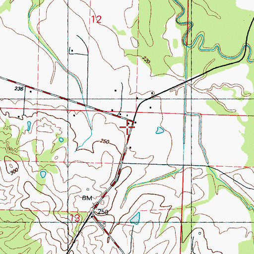 Topographic Map of Stump Bridge Post Office (historical), MS
