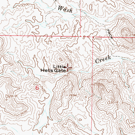 Topographic Map of Little Hells Gate, AZ