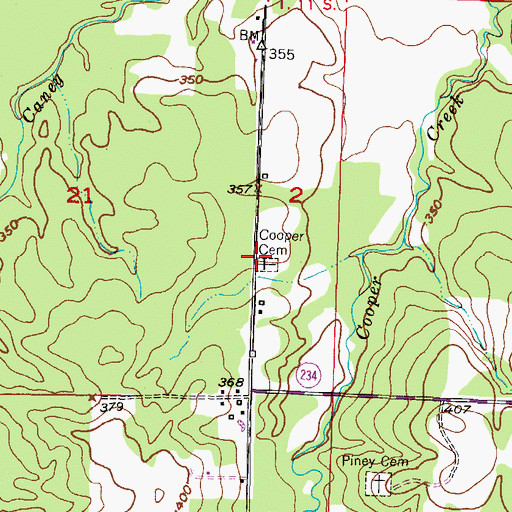 Topographic Map of Cooper Cemetery, AR